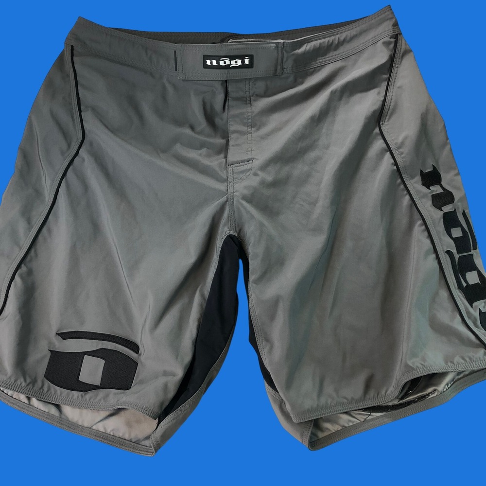 Nogi Industries Fight Shorts Volt Ju Jitsu Mens 42 Gray Black MMA BJJ Grappling